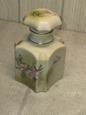 Vintage Nippon Hand Painted Perfume Bottle Cap Floral Design Vanity Decor